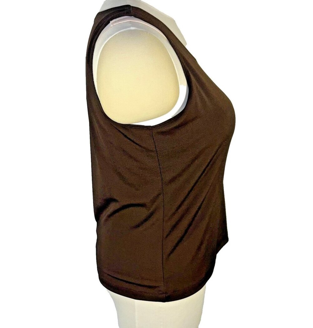 Chico's - Tank Top Women's XL Solid Brown Scoop Neck Sleeveless Stretch - Picture 4 of 10